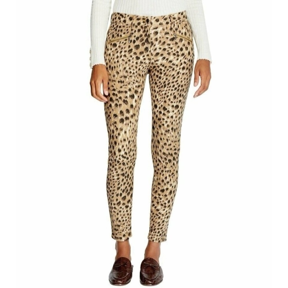 J. McLaughlin Animal Print Zip Ankle Skinny Jeans Size 4